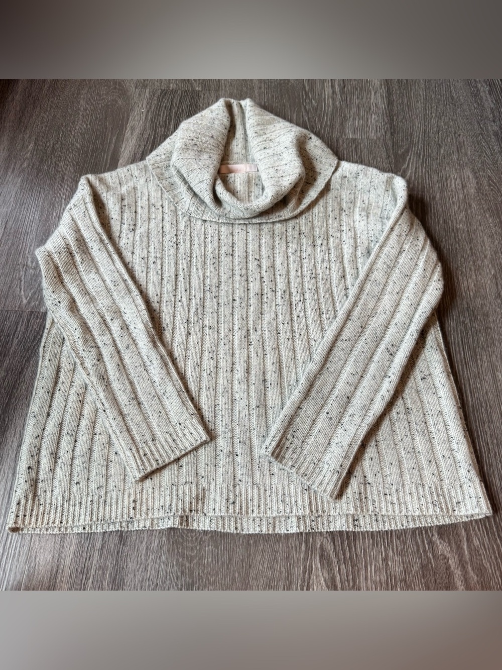 The Cashmere Project 100% Cashmere Oatmeal Ribbed Pebbeled Drop Neck Sweater